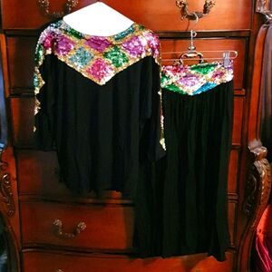 Vtg Everything That Glitters 2pc Skirtset sz M
